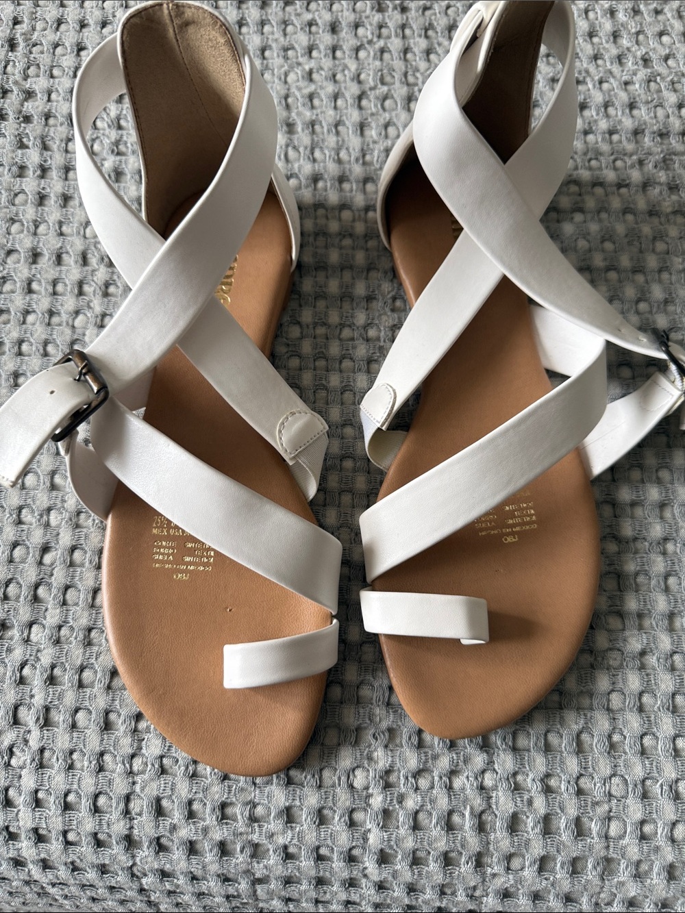White Strappy Flat Sandals for Women